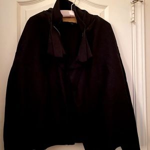 Lanvin ruffle black cotton jacket size small made in france